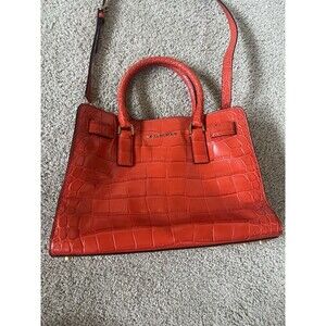 Michael Kors Dillon Embossed Leather Satchel Mandarin (Red/Orange) $348